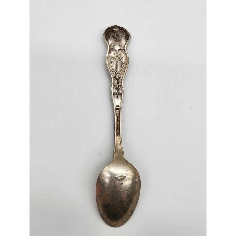 4 Vtg Wm Rogers MFG Co IS State Spoons - Michigan, Illinois, Nebraska & Georgia